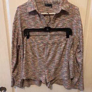 Multicolor ASOS Knit Shorts and Long Sleeve Shirt Lounge Set
